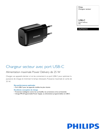 Philips DLP4331C/12 Chargeur secteur Manuel utilisateur | Fixfr