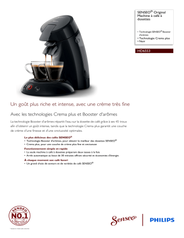 SENSEO® HD6553/67R1 SENSEO® Original Machine à café à dosettes Manuel utilisateur | Fixfr