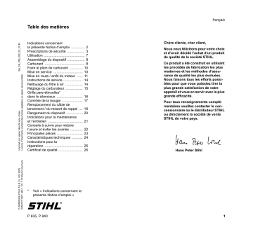 STIHL P 835 Manuel utilisateur | Fixfr