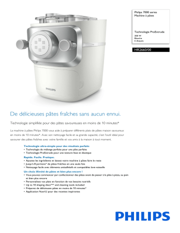 Philips HR2660/00 7000 series Machine à pâtes Manuel utilisateur | Fixfr