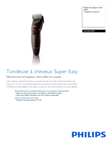 Philips QC5010/00 Hairclipper series 1000 Tondeuse à cheveux Manuel utilisateur | Fixfr