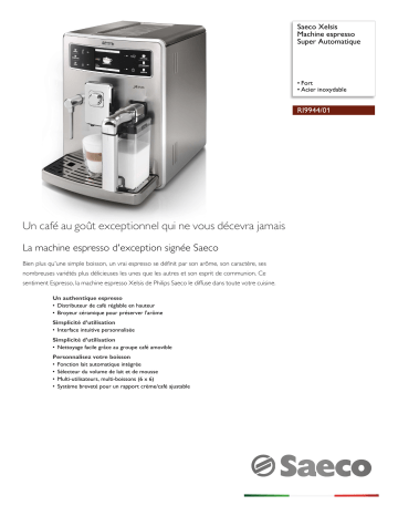 Saeco RI9944/01 Saeco Xelsis Machine espresso Super Automatique Manuel utilisateur | Fixfr