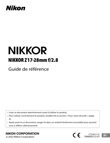 Nikon NIKKOR Z 17-28mm f/2.8 Manuel utilisateur | Fixfr