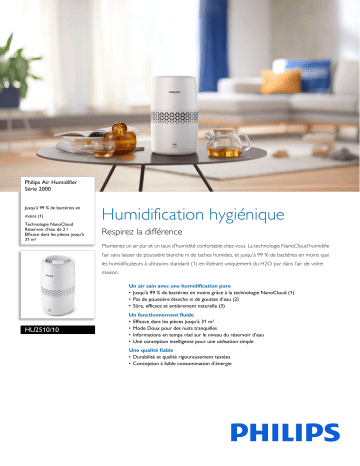 Philips HU2510/10 Air Humidifier Série 2000 Manuel utilisateur | Fixfr