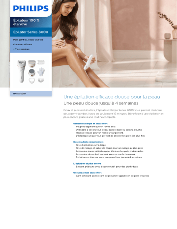 Philips BRE730/10 Epilator Series 8000 Épilateur 100 % étanche Manuel utilisateur | Fixfr