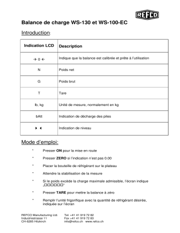 Refco WS-130 Manuel utilisateur | Fixfr