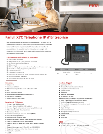 Fanvil X7C V2 Fiche technique | Fixfr