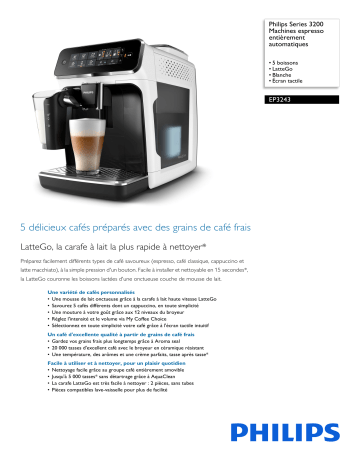 Philips EP3243/50R1 Series 3200 Machines espresso entièrement automatiques Manuel utilisateur | Fixfr