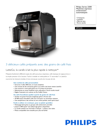 Philips EP2235/49R1 Series 2200 Machines espresso entièrement automatiques Manuel utilisateur | Fixfr