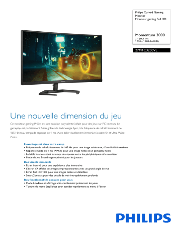 Philips 27M1C3200VL/00 Curved Gaming Monitor Moniteur gaming Full HD Manuel utilisateur | Fixfr