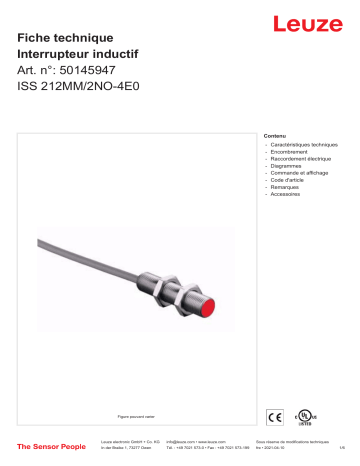 Leuze ISS 212MM/2NO-4E0 Induktiver Sensor Manuel utilisateur | Fixfr