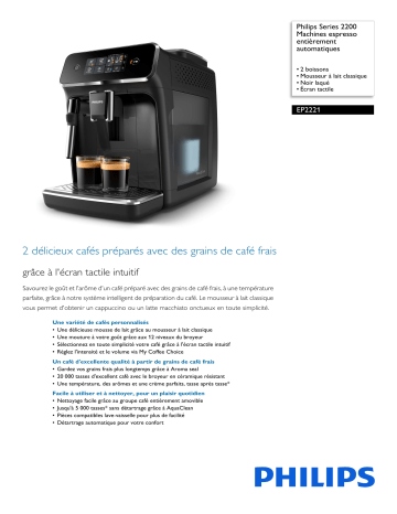Philips EP2221/49R1 Series 2200 Machines espresso entièrement automatiques Manuel utilisateur | Fixfr