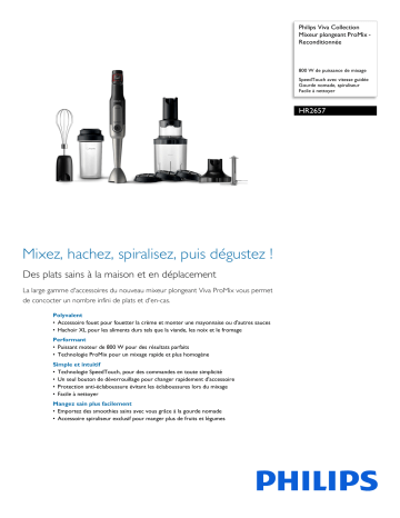 Philips HR2657/90R1 Viva Collection Mixeur plongeant ProMix - Reconditionnée Manuel utilisateur | Fixfr