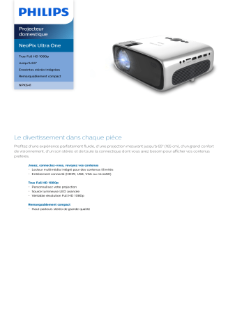 Philips NPX641/INT NeoPix Ultra One Projecteur domestique Manuel utilisateur | Fixfr