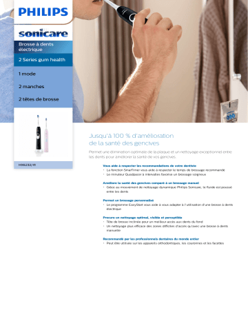 Sonicare HX6232/41 Sonicare 2 Series gum health Brosse à dents électrique Manuel utilisateur | Fixfr