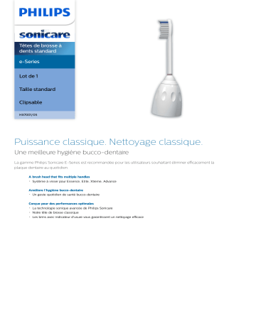 Sonicare HX7001/05 Sonicare e-Series Têtes de brosse à dents standard Manuel utilisateur | Fixfr