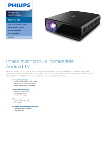 Philips NPX720/INT NeoPix 720 Projecteur domestique Manuel utilisateur | Fixfr
