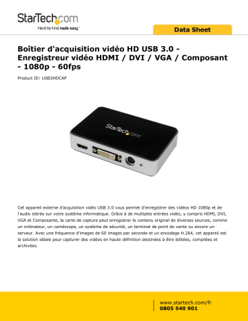 StarTech.com Boîtier d'acquisition vidéo HD USB 3.0 Manuel utilisateur | Fixfr