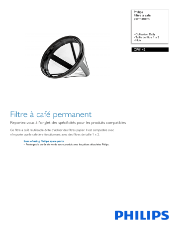 Philips CP0142/01 Filtre à café permanent Manuel utilisateur | Fixfr