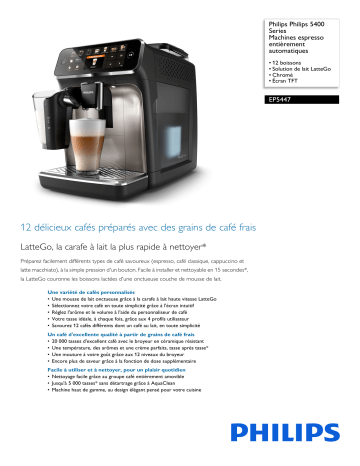 Philips EP5447/90R1 Philips 5400 Series Machines espresso entièrement automatiques Manuel utilisateur | Fixfr