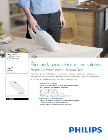 Philips FC6150/01R1 MiniVac Aspirateur à main - Reconditionnée Manuel utilisateur | Fixfr