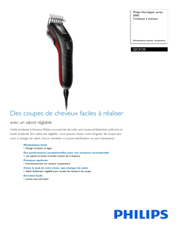 Philips QC5120/15 Hairclipper series 3000 Tondeuse à cheveux Manuel utilisateur | Fixfr