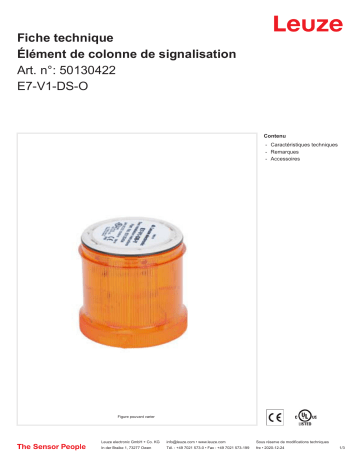 Leuze E7-V1-DS-O Signalsäulenelement Manuel utilisateur | Fixfr