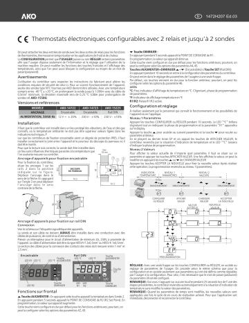 AKO Configurable electronic thermostats Mode d'emploi | Fixfr