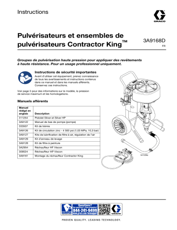 Graco 3A9168D, groupes et pompes de pulvérisation Contractor King Mode d'emploi | Fixfr