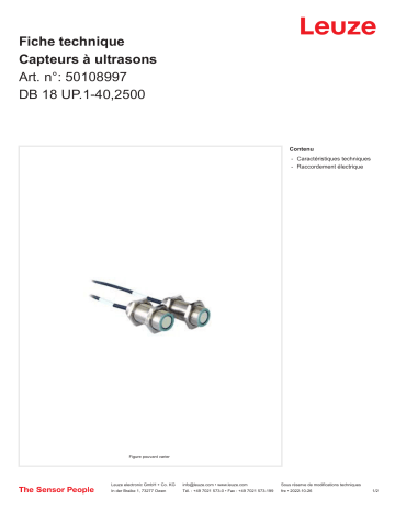 Leuze DB 18 UP.1-40,2500 Ultraschall Sensoren Manuel utilisateur | Fixfr