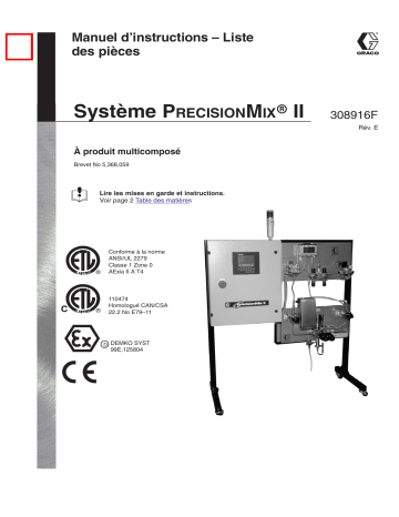 Graco 308916e , Système à produit multicomposé PrecisionMix II  Manuel du propriétaire | Fixfr