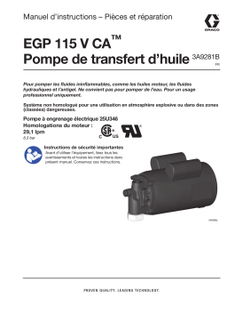 Graco 3A9281B, Pompe de transfert d’huile 115 V CA Manuel du propriétaire