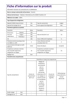 Dometic HiPro Alpha A40S1 | Product Information Sheet FR Information produit