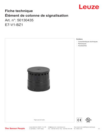 Leuze E7-V1-BZ1 Signalsäulenelement Manuel utilisateur | Fixfr