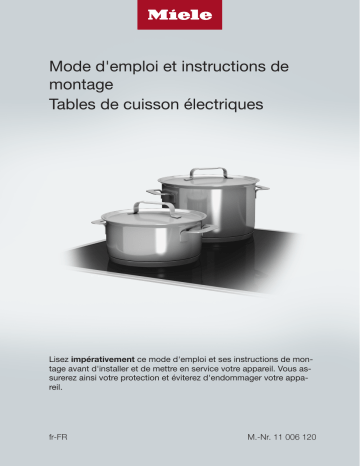 KM 6521 FR | KM 6522 FR | KM 6520 FL | KM 6527 FR | Miele KM 6520 FR Table de cuisson vitrocéramique Manuel utilisateur | Fixfr
