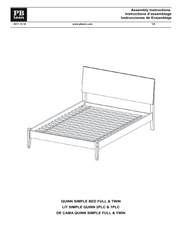 PB Teen Quinn Simple Bed - Twin & Full Manuel utilisateur | Fixfr