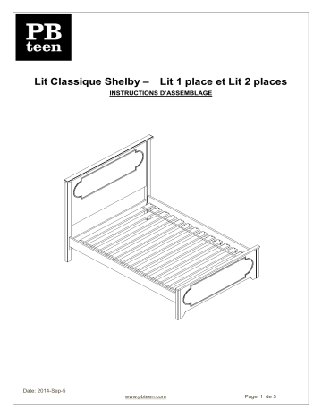 PB Teen Shelby Classic Bed - Full & Twin Manuel utilisateur | Fixfr