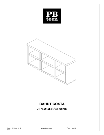 Costa Hutch Full and Queen | PB Teen Costa Storage Bed Hutch - Full & Queen Manuel utilisateur | Fixfr