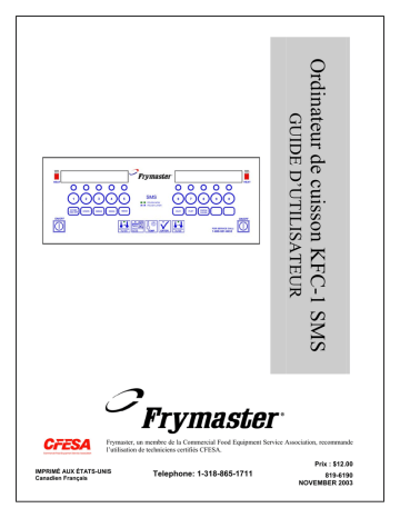 Frymaster KFC-1 SMS Computer Mode d'emploi | Fixfr