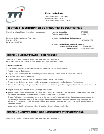 Ryobi AP4001 4V Battery Manuel du propriétaire | Fixfr