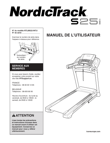 NordicTrack NTL89522-INT S25i TREADMILL Manuel utilisateur | Fixfr