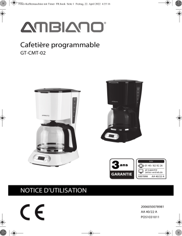 Ambiano GT-CMT-02 coffee maker - Manuel utilisateur | Fixfr