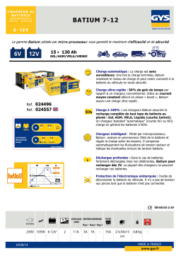 GYS BATIUM 7.12 Fiche technique