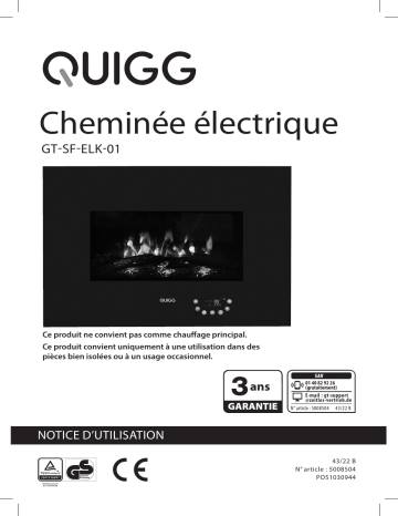 Quigg GT-SF-ELK-01 Flame Effect Heater Manuel utilisateur | Fixfr