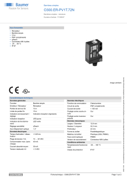 Baumer O300.ER-PV1T.72N Through beam sensor Fiche technique