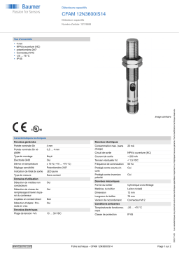 Baumer CFAM 12N3600/S14 Capacitive proximity sensor Fiche technique