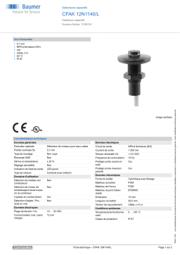 Baumer CFAK 12N1140/L Capacitive proximity sensor Fiche technique