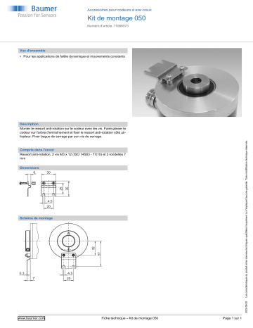 Baumer Mounting kit 050 Mounting hollow shaft encoder Fiche technique | Fixfr