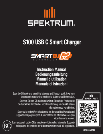 Spektrum SPMXC2090 S100 1x100W USB-C Smart Charger Manuel du propriétaire | Fixfr