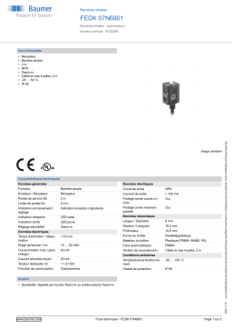 Baumer FEDK 07N6901 Through beam sensor Fiche technique